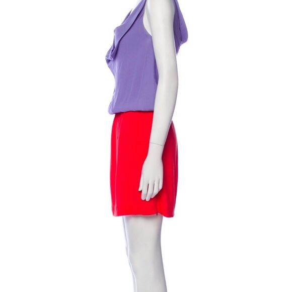 DVF Dress/cowlneck sleeveless 2 dress/Side/ruching/Purple & Red Dress - Picture 3 of 10